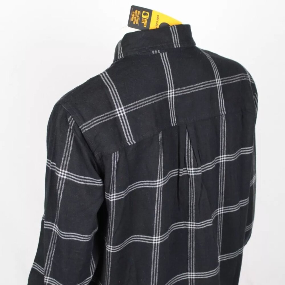 Carhartt Women's Flannel Shirt Rugged Flex Loose Midweight Black Plaid 105989 - Picture 2 of 5